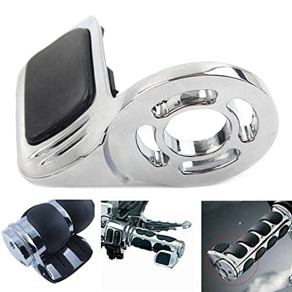 LIRU Motorcycle Wrist Pad Rest Throttle Cruise Assist Adjustable Paddle Hand Grips Control Aluminum/Rubber for Harley Road Glide for Fatboy (Chrome, Black)