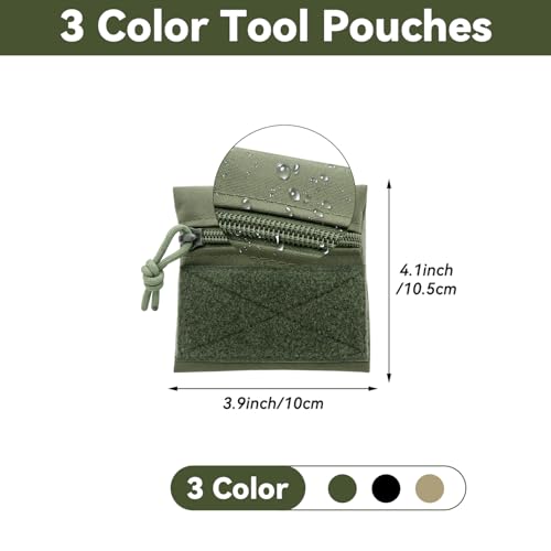 Qavctw 3 Pack Tool Pouch Zipper Bag Tactical Utility Pouches with Hook and Loop Multipurpose Storage Organizer Tool Pouches - size: S:3.94×4.13in