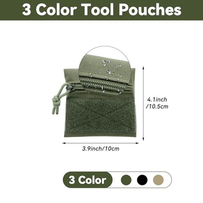 Qavctw 3 Pack Tool Pouch Zipper Bag Tactical Utility Pouches with Hook and Loop Multipurpose Storage Organizer Tool Pouches - size: S:3.94×4.13in