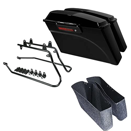 TCMT Hard Saddlebag 6x9 Speaker Lid & Liners Carpet Insert Conversion Bracket Kit Fit For Harley Softail Heritage Deluxe Models 1984-2017 (except for Deuce Model Softail Slim Models) - color: Black Conversion Brackets, size: Style D(Black Latches 6X9" Spe
