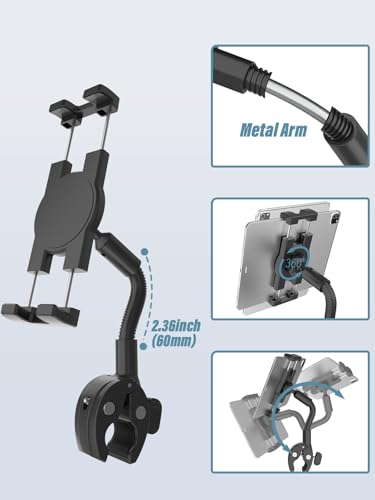 Z Fold Bike Mount - [Foldable Phone Friendly] Spin Bike Tablet Holder Handlebar Clamp for Treadmill, Stationary Bicycle, Stroller for Samasung Galaxy Fold 7 6 5 4 3 2, Tabs, Google Pixel, iPad, iPhone