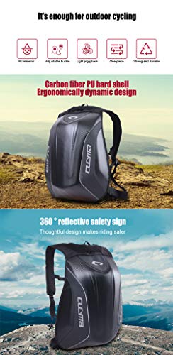 Waterproof Motorcycle Backpack With Reflective Strip Helmet Storage Stealth Holder Carbon Fiber Hard Shell Large Capacity Motocross Racing Riding Turtle Bag Expanded Capacity thickened