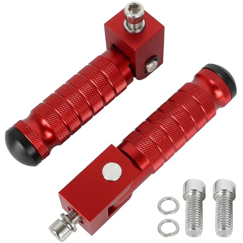 Motorcycle M8 Universal Foot Pegs CNC Foldable & Anti-Skid 90 Degree Motorbike Pegs Fits for Super 73, Motorcycle, Bicycle, Mini Bike, Electric Motor, ATVs, UTVs, Go Karts, Quads, Scooters Red - color: Red