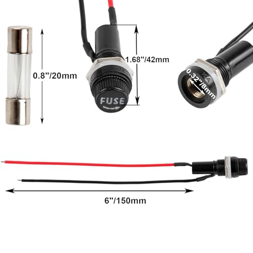 6pcs Panel Mounted Fuse Holder,with pre-Welded 18AWG Leads Measuring 6" Length,6 * 30mm 10A 250VAC / 15A 125VAC Equipped with 12pcs(6 * 10A+6 * 15A) Fast Blowing Glass Tube fuses - style: wired-6*30mm