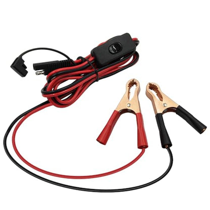 8.2FT/2.5M SAE to Alligator Clips Wire Harness with 12V Switch 16AWG 2Pin SAE to Battery Clamp Cable Quick Disconnect Extension Cord