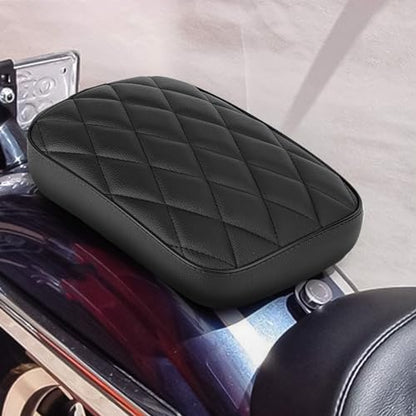 Motorcycle Rectangular Passenger Pad Seat Rear Leather Pillion Cushion 8 Suction Cup Compatible with Harley Dyna Sportster XL 883 1200 Chopper Custom - style: 8 Suction Cup-Black Rhombus