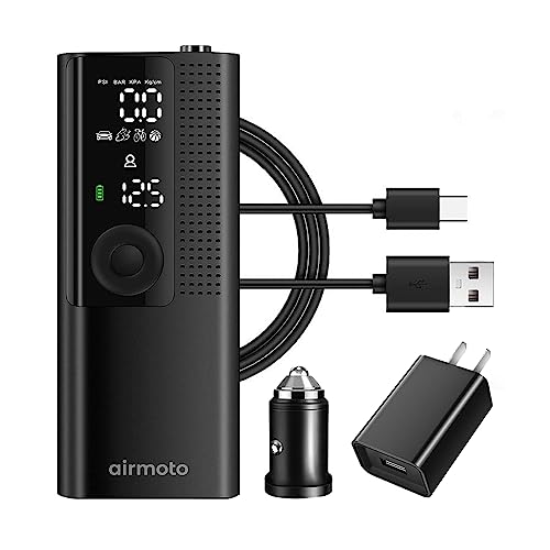 Airmoto and Power Kit Bundle Deal - 1 bundle - Tire Inflator Portable Air Compressor with Power Kit for Charging on The Road - Cordless Air Pump for Car Tires, Motorcycle, Bicycle, Balls - size: 1-Pack