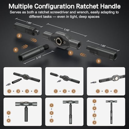 Bomivoi 42 in 1 Magnetic Screwdriver Set, Ratchet Screwdriver Set with S2 Steel Bits, Detachable Handle, Multi Bit Repair Tool Kit for Home, Furniture, Electronics, Computer, Bicycle Repair, DIY - color: Grey