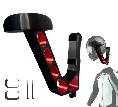 Wall Mounted Helmet Holder – Heavy Duty Motorcycle Helmet Hanger Rack for Garage Storage | Helmet Wall Mount for Motorcycle, Bicycle, Football & VR Headset | 3D Printed PETG Helmet Hook – Red - color: Race Red
