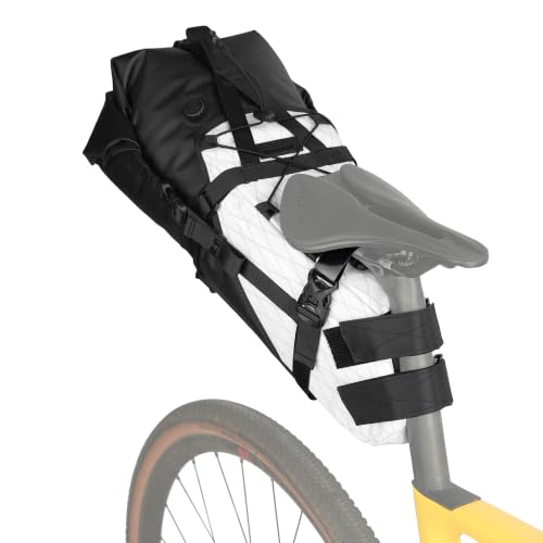 Rhinowalk 14L Waterproof Hardshell Bike Saddle Bag – Two-Piece Rear Seat Bag,Mount, Tear-Resistant, No-Screw Installation, Fits Most Bikes-(White+Black) - color: White+Black