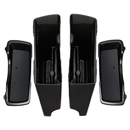TCMT Unpainted 5" Stretched Extended Hard Saddlebags Fit For Harley Touring Models CVO Road Glide Road King Street Glide Electra Glide Ultra Classic 1994-2013 - color: Unpainted Black(No Latches)