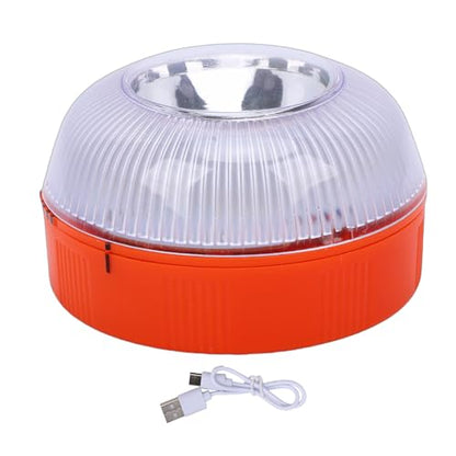 Motorbike Emergency Light, V16 Traffic Rechargeable Magnetic Base LED Yellow Warning Flash White Light, High Visibility for Car Breakdown Camping, Emergency Lights for