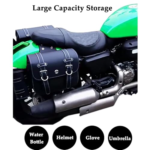Faux Leather Motorcycle Saddlebags with Lock | fit Softail, Scooter Powersports & Cruisers, Throw Over Saddle Bags for Daily Commute or Long Trips 10.24x4.72x8.66 inches - size: Small Without Cup Bag