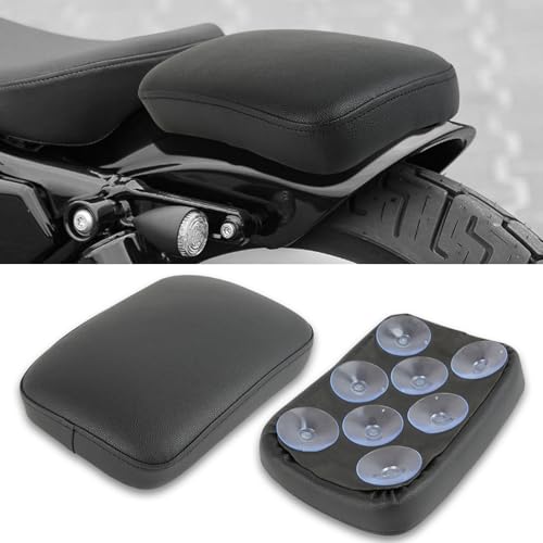 DREAMIZER Black Pillion Passenger Pad Seat Universal Motorcycle Solo Seat Rear Cushion 8 Suction Cups Compatible with Harley Sportster XL 883 1200 Forty Eight Dyna Chopper Bobber Custom - style: Retro Black