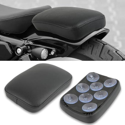 DREAMIZER Black Pillion Passenger Pad Seat Universal Motorcycle Solo Seat Rear Cushion 8 Suction Cups Compatible with Harley Sportster XL 883 1200 Forty Eight Dyna Chopper Bobber Custom - style: Retro Black