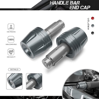 Motorcycle Bar Ends Plug, CNC Aluminum 16-22mm Handlebar Bar End Plugs Fit For Kawasaki Yamaha Honda Suzuki Aprilia Ducati And Motorcycles With Handlebar Inner Diameter Of 16-22mm (Titanium) - color: Titanium