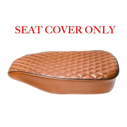 JMCHstore Brown Diamond Stitch Retro Upgraded 17'' Seat Cover for Coleman BT200X Mini Bike 196cc, Hisun 200-7 for Viper 200cc Trail Bike Cushion Replacement Parts - color: Brown Stitch