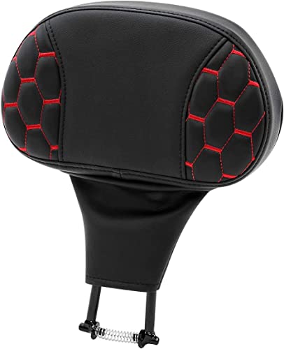 C.C. RIDER Motorcycle Backrest Plug-in Driver Rider Backrest Sissy Bar for Harley Davidson Touring CVO Street Glide Road Glide Electra Glide Road King 2009-UP - color: Rider Backrest-Red Stitching