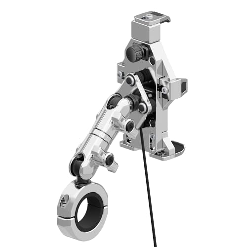 Tackform Aluminum Motorcycle Adventure Phone Mount - Vibration Dampening and Wireless Charging | Fits 1-1/4" to 1-1/2" Handlebars | Compatible with iPhone, Galaxy, More | 3.5" Long Arm | Chrome - color: Chrome, size: 1-1/4" to 1-1/2"