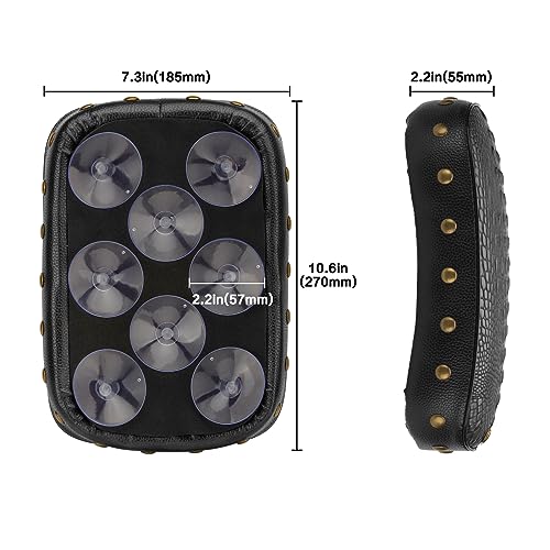 Motorcycle Rectangular Passenger Pad Seat Rear Leather Pillion Cushion 8 Suction Cup Compatible with Harley Dyna Sportster XL 883 1200 Chopper Custom - style: 8 Suction Cup-Black Crocodile Rivet