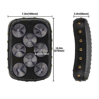 Motorcycle Rectangular Passenger Pad Seat Rear Leather Pillion Cushion 8 Suction Cup Compatible with Harley Dyna Sportster XL 883 1200 Chopper Custom - style: 8 Suction Cup-Black Crocodile Rivet