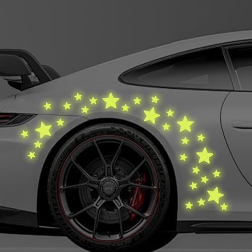 30pcs Star Vinyl Decal for Cars, High Intensity Reflective DIY Stickers for Window Bumper Mirror Laptop Decals Waterproof Night Safety Sign Car Stickers (Fluorescent Green) - color: Fluorescent Green