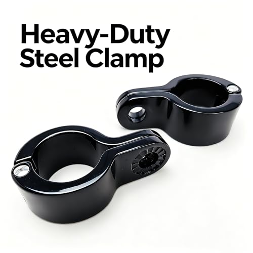 YENHUR 1.5 inches Highway Pegs Kit, Gloss Black Finish, Heavy-Duty Steel Clamps, Mini Footboards Fit for Electra Glide Street Road Glide Road King Fat Boy with 1.5" (38mm) Fatty Engine Guard Crash Bar - color: 1-1/2" Clamps-Gloss Black