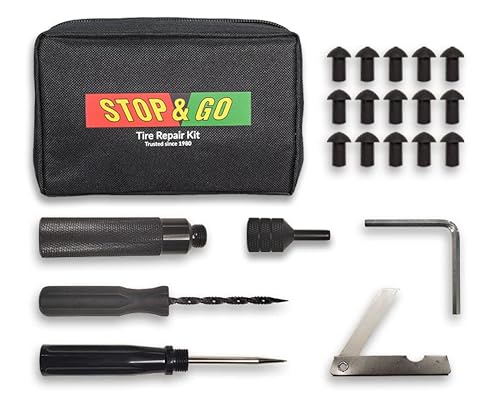 Stop & Go 1000 22 Piece Tubeless Tire Pocket Plugger Repair Kit for Punctures and Flats on Car, Motorcycle, ATV, Jeep, Truck, & Tractor (15 Mushroom Plugs)