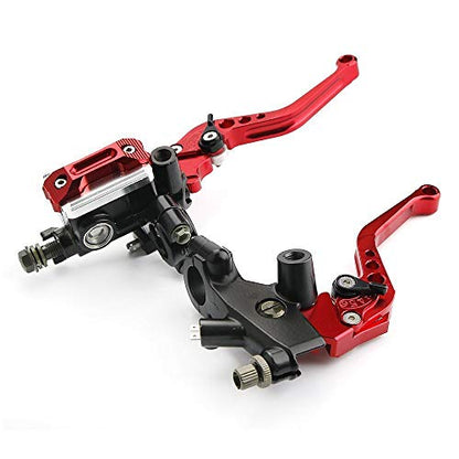 7/8 22mm Motorcycle Brake Lever Motorcycle Handlebar Brake Master Cylinder Clutch Levers Left and Right Set Compatible with Harley Honda Kawasaki Suzuki Yamaha Red Universal - color: Red