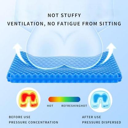 Gel Seat Cushion, Cooling Honeycomb Cushion for Long Sitting, Tailbone & Coccyx Pain Relief, Ergonomic Office Chair Pad, Breathable for Car Seat & Wheelchair(Blue) - color: Blue