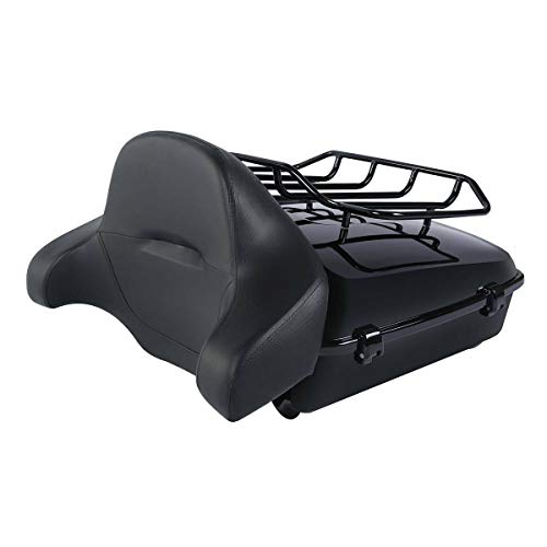 Gloss Black 10.7'' Chopped Tour Luggage Trunk Backrest Detachable Mounting Rack Fit for 2014-2025 Harley Davidson Touring Street Glide Road King Glide - color: Chopped Trunk Set #5