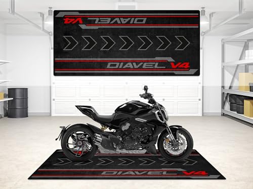 Parking Mat for DIAVEL V4 Motorcycle Models, Display and Pit Mat, Washable Non-Slip Garage and Showroom Floor Mat, Rug (Triple Black, Size 1 : 86.6 x 39.4/220 x 100 cm) - color: Triple Black, size: 86.6"L x 39.4"W