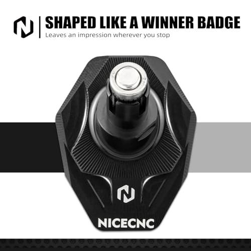 NICECNC Kickstand Foot Extension Pad & Puck, Motorcycle Stand Pad CNC Billet Aluminum Dirt Bike Compatible with KTM 125-530 XC XCW XCF XCF-W EXC EXC-F 2008-2023 Accessories, Black - color: black