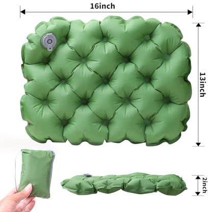 Inflatable Seat Cushion,16 Inch Portable Lightweight Waterproof Stadium Seat Pad, Inflatable Seat Cushion for Air Travel,Hiking, Office, Car, for Pressure Relief No Pump Needed - color: Green