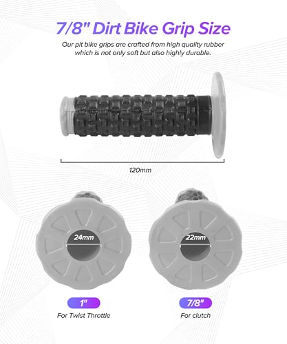 Dirt Bike Grips,Car Accessories Universal 7/8" Motorcycle Grips,Rubber Anti-Slip Throttle Bar Grip,Suitable for CRF50 CRF70 CRF80 XR50 XR100R CRF125 CRF100 CRF150F CRF230F (Gray) - color: Gray