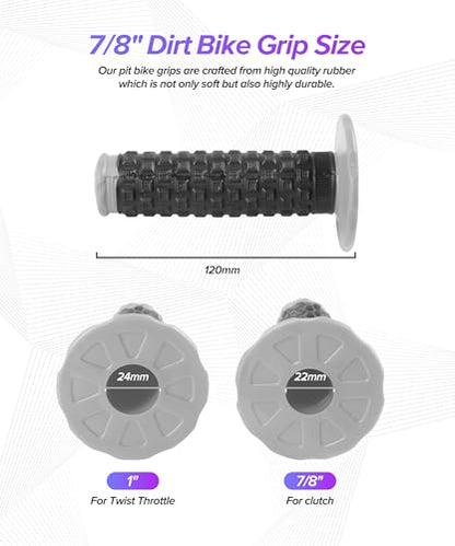 Dirt Bike Grips,Car Accessories Universal 7/8" Motorcycle Grips,Rubber Anti-Slip Throttle Bar Grip,Suitable for CRF50 CRF70 CRF80 XR50 XR100R CRF125 CRF100 CRF150F CRF230F (Gray) - color: Gray