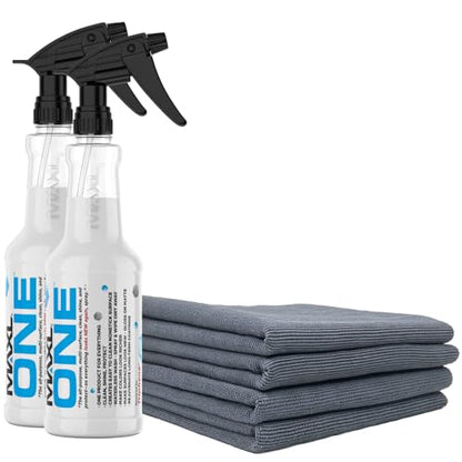 MAXLONE ™ Car Spray with Triphene® Technology, Quick Spray & Wipe All Purpose Waterless Detailer - Clean, Shine, Protect Paint, Glass, Wheels, Trim Without Pre-Washing (2, 20oz w 4 Micro Fiber Cloth) - style: 2 Bottles + 4 Towels
