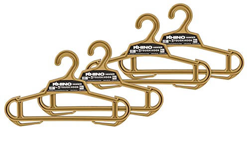 Rhino Tough Hook Heavy Duty Clothes Hangers – USA-Made Military Grade Coat Hanger for Body Armor & Jacket – 200-lb Capacity Suit Hangers for Heavy Apparel, 4 Tan - color: Tan, size: Pack of 4 (Original)