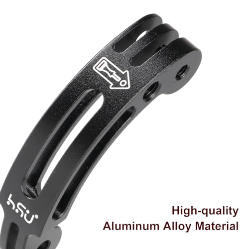 HSU Aluminum Alloy Curved Extension Arm (3”) Metal Pole Mount Helmet Stick Extension Arm Mount for Hero 13/12/11/10/9/8/7/6 Black, DJI Osmo Action 5 Pro/4/3 and More Action Cameras (Black)
