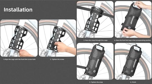 Rhinowalk Bike Front Fork Bag Waterproof Bicycle Pannier Heavy-Duty Rack Pouch with Air Valve and Reflective Design, Cycling Bag for Mountain Bike & E-Scooter (7L, 1pc Black) - size: 7L