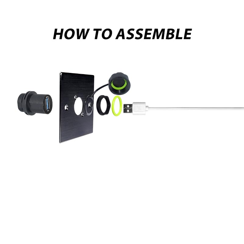 Waterproof Panel USB Connector, Waterproof IP68 USB 3.0 Panel Mount Connector, Female to Female, Bulkhead Extension Adapter, YPM20 2 PCS Pack