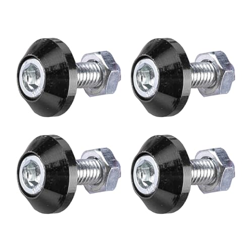 4PCS Motorcycle License Plate Bolts, Aluminum Alloy Car Tag License Plate Screw Decorative Kit, License Plate Frame Fastener Accessories for Most Motorcycles, Cars, Trucks (Black) - color: Black