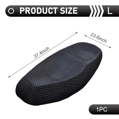 Motorcycle Seat Cover, Spacer Mesh Fabric Ebike Seat Cover, Soft Anti-Slip Cushion Cover, Universal for Dirt Bike,Motorcycle, Scooter (L, Black) - size: L