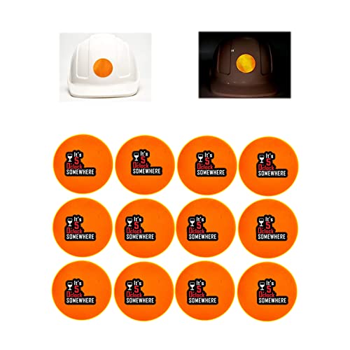 Customizable Reflective Helmet Strips - Reflective Tape Stickers for Hardhats Safety - Waterproof High Visibility Stickers 12pc - color: Orange Round
