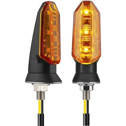 2PCS Universal Dual Color LED Motorcycle Turn Signal Lights, 12V Mini Indicator Flashing Lamps for Honda, Suzuki, Kawasaki - Amber Streamer Blinkers, 8mm Mount (Amber(1 Pair))