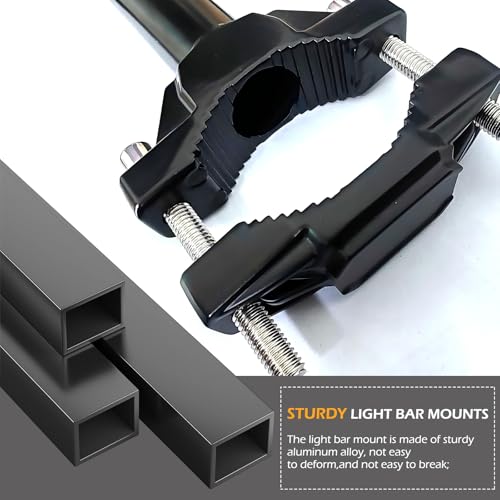 2 PCS Motorcycle Spotlight Mount Brackets, Shock-Absorption Light Bar Mount Bracket, Off Road Light Horizontal Bar Tube Clamp Roof Roll Cage Holder, Suitable for 1" - 2.54" Bar