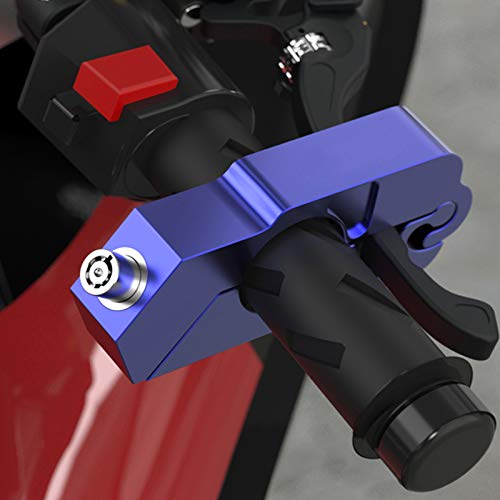 BAIONE Motorcycle Grip Lock Handlebar Throttle Security Lock Anti-Theft Scooters fit for ATV Motorcycles Dirt Street Bike (Blue) - color: Blue