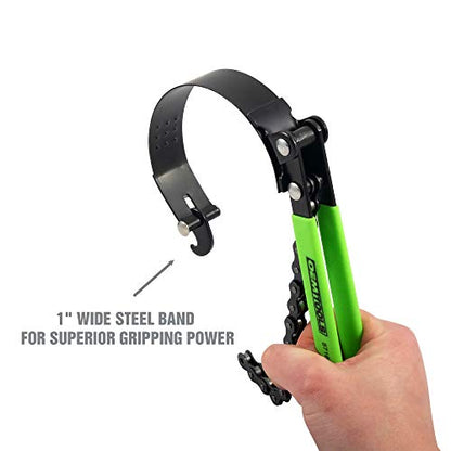 OEMTOOLS 87163 Adjustable Oil Filter Chain Wrench, Fits Oil Filters Between 2-1/2 Inches to 4-1/2 Inches (63.5MM to 114.3MM), Black and Green - size: 2-1/2” - 4-1/2”