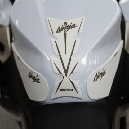 NIGHT CAT Compatible Ninja 400 Ninja 500 Motorcycle Fuel Tank Pad Kit Side Fuel Knee Guard Sticker Fuel Tank Protector（Fishbone Sticker-White） - color: Fishbone Sticker-White