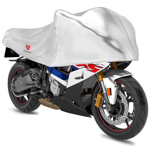 420D Motorcycle Half Cover-Outdoor Waterproof All Weather Protection Lightweight Half Cover,Silver L Size for Most Touring Models Harley Davidson,Honda Goldwing,Road King Street Glide - color: silver, size: L